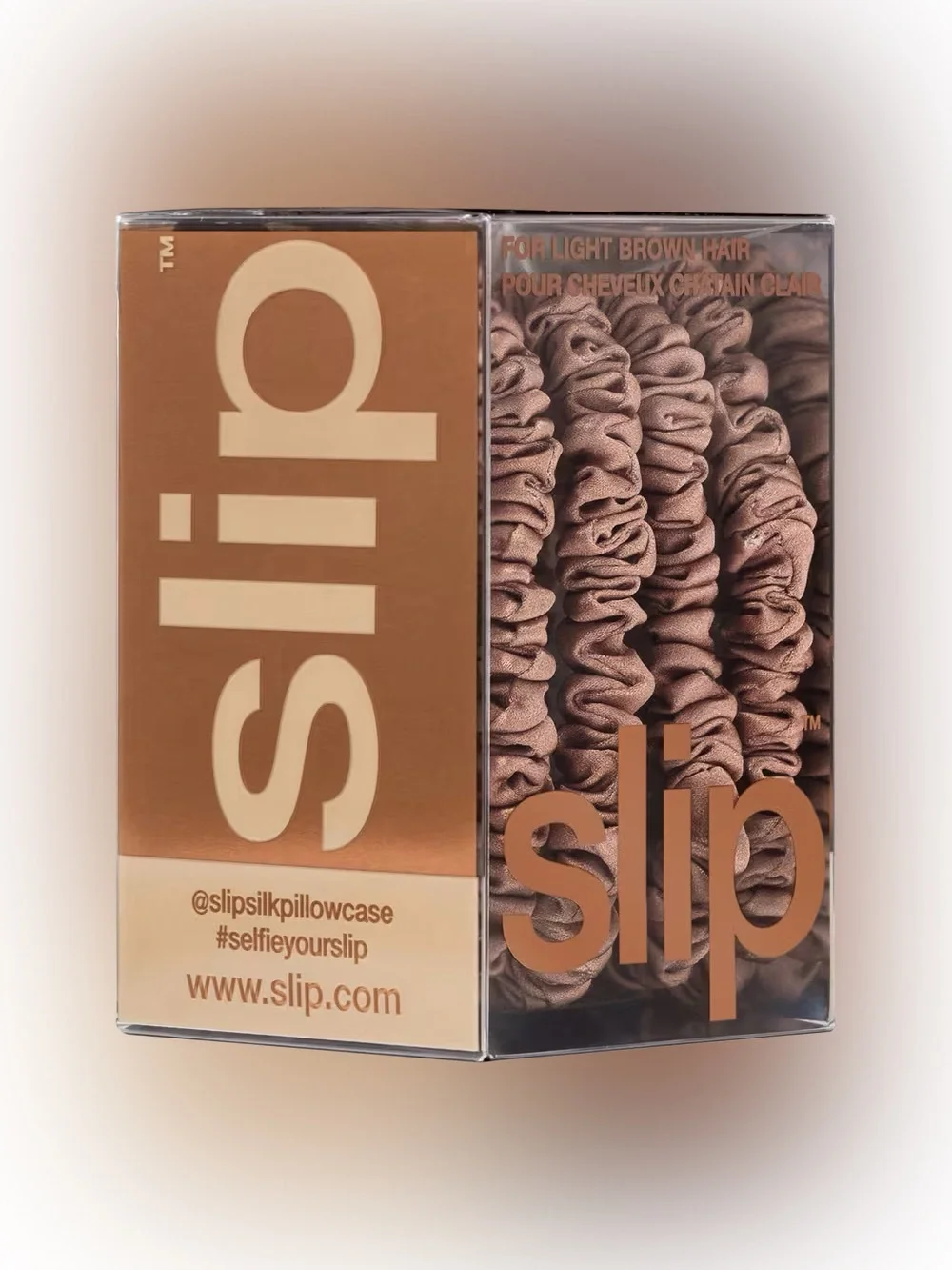 Slip Pure Silk Skinny Scrunchies 4pc Set- Light brown